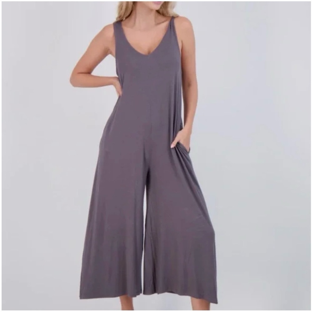 NWT Stitch Drop Sleeveless Wide Leg Jumpsuit in Color Elephant Size 1X